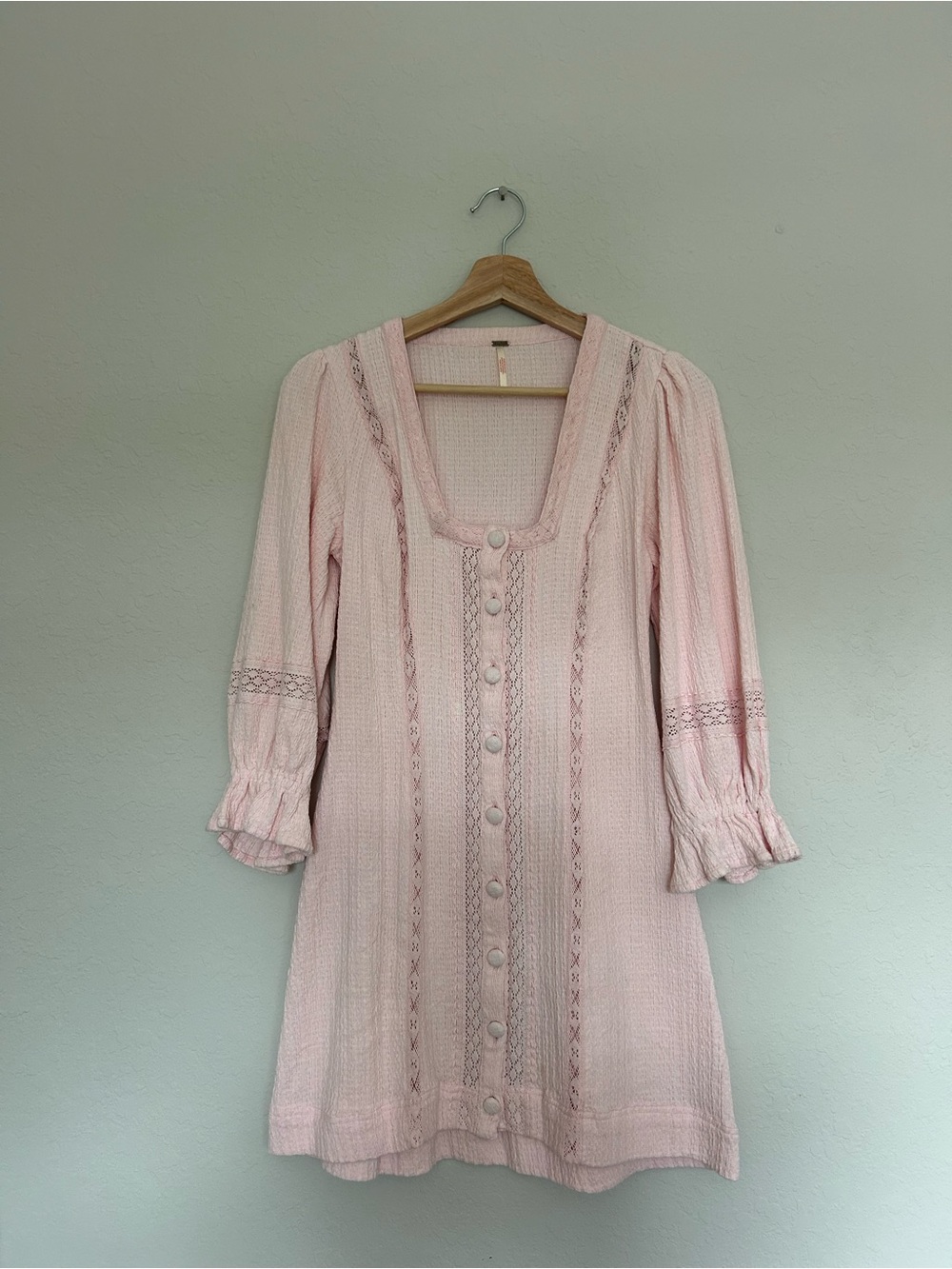 Free People Light Pink Button-Front Women's Dress